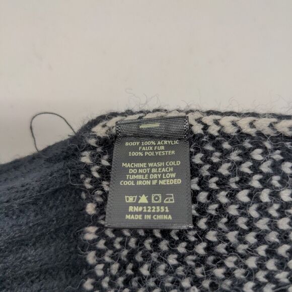 Unbranded Men's Knit Beanie Hat Black Acrylic Pomp Pom Smile Spell Out - Picture 9 of 11